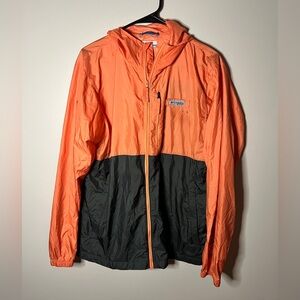 Columbia PFG Center Ridge Windbreaker orange & black color block design size M